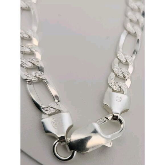 925 sterling silver figaro chain necklace 24" A+ - Picture 4 of 7